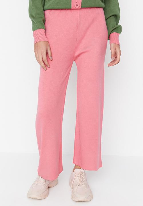 Trendyol - Knit striaght trousers - pink