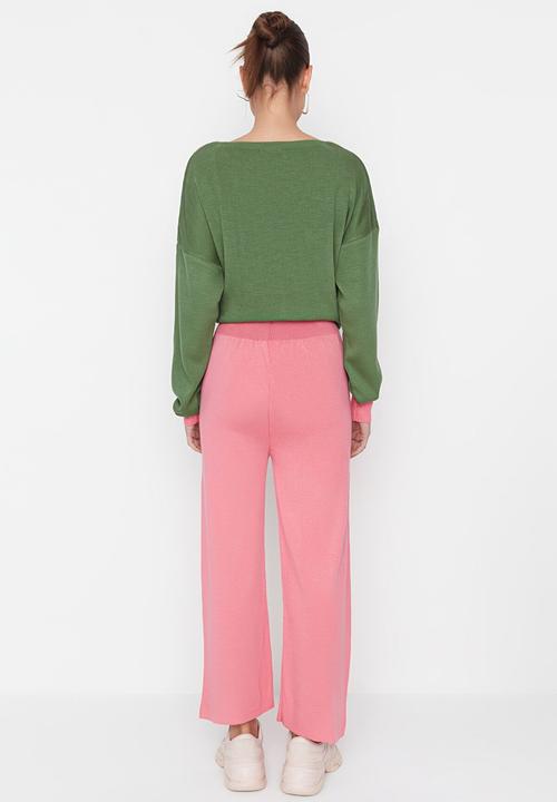 Trendyol - Knit striaght trousers - pink