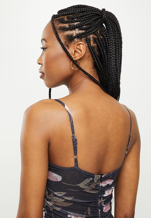 dailyfriday - Square neck mini dress - black based floral