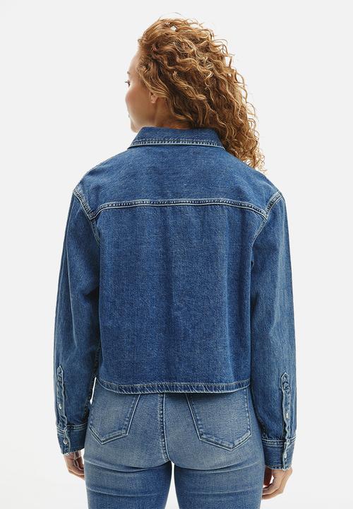 Calvin Klein - Cropped dad denim shirt - blue