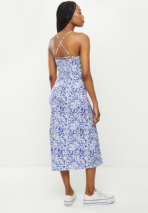 dailyfriday - Strappy midi dress - blue based floral