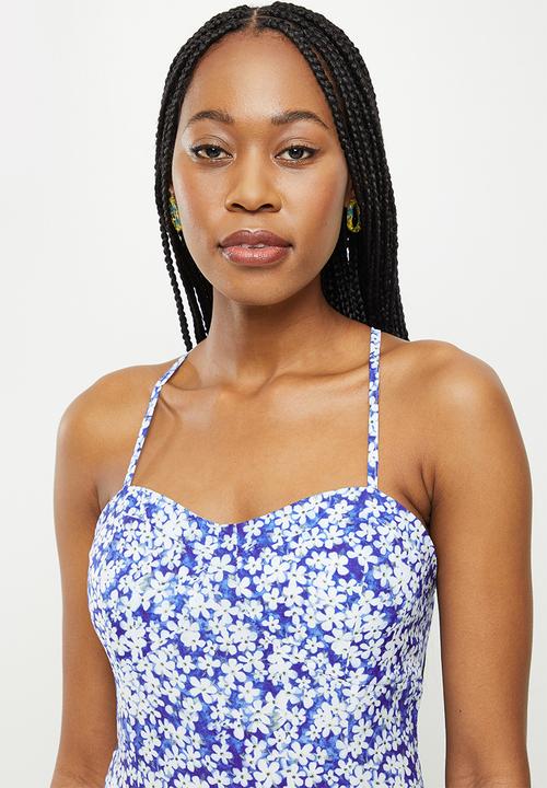 dailyfriday - Strappy midi dress - blue based floral