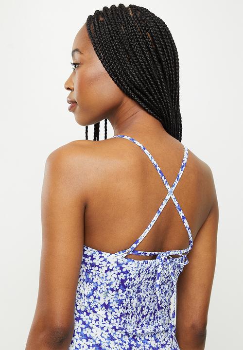 dailyfriday - Strappy midi dress - blue based floral