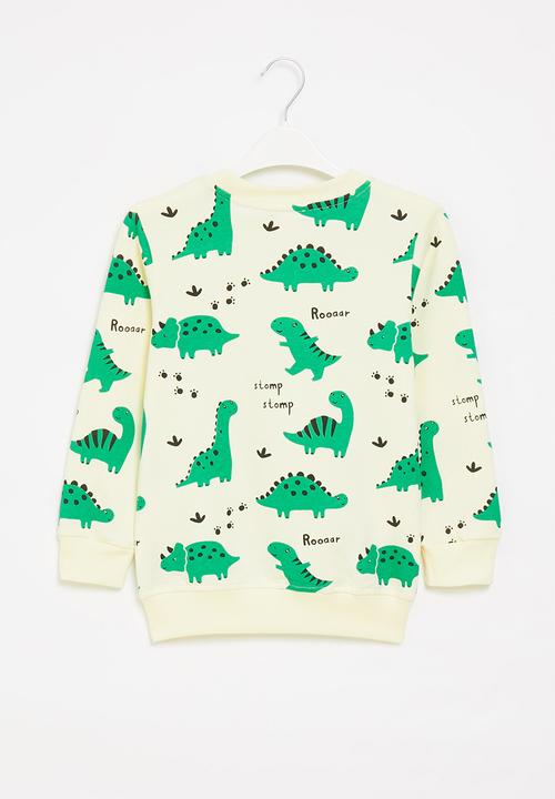 Pop Candy - Boys dino sweatshirt - cream & green