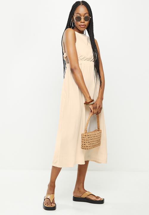dailyfriday - Open back midi dress - stone