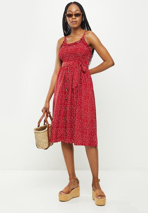 dailyfriday - Button down sleeveless dress - red