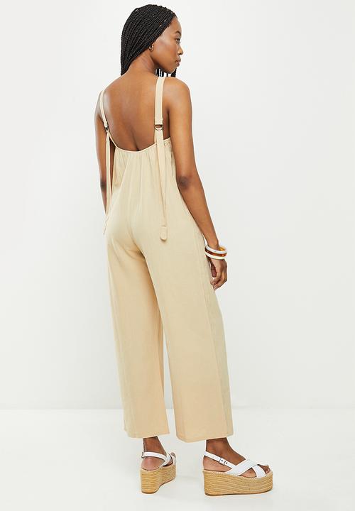 dailyfriday - Low-back wide leg jumpsuit - natural