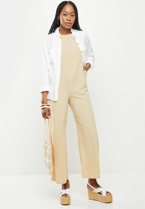 dailyfriday - Low-back wide leg jumpsuit - natural