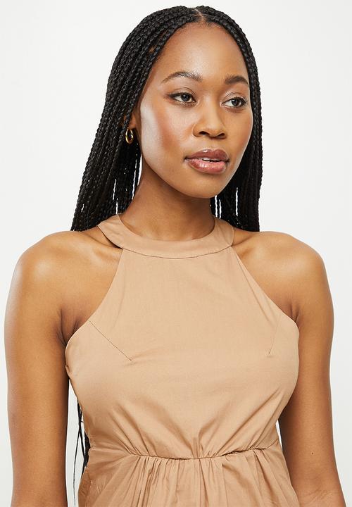 dailyfriday - Halter neck tiered dress - stone