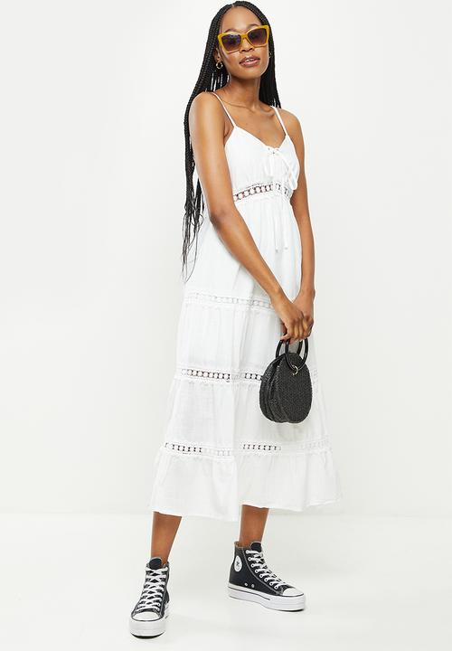 dailyfriday - Tie front strappy midi dress - white