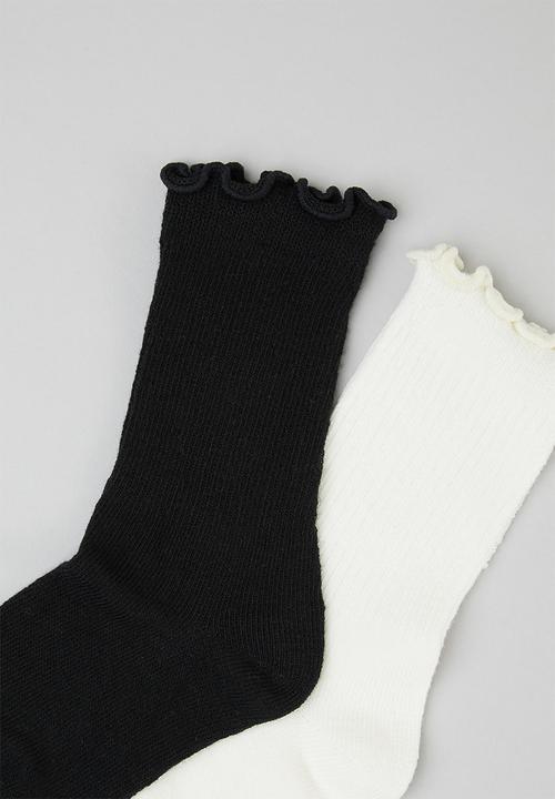 Pop Candy - Girls 2 pack socks - white & black