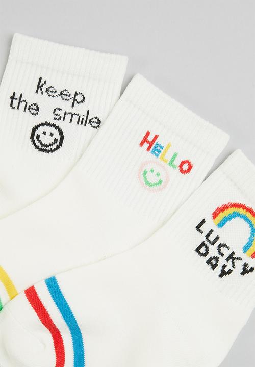 Pop Candy - Girls 3 pack socks - white
