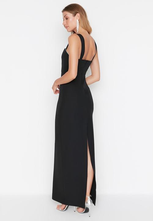 Trendyol - Rhinestone maxi dress - black