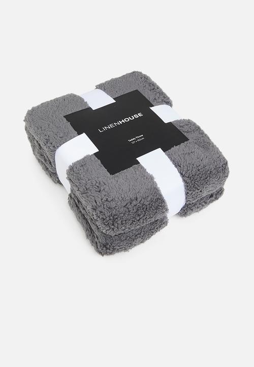 Linen House - Teddy throw - charcoal
