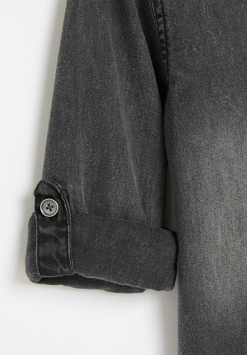 GUESS - Kids canvas adjustable long sleeve shirt - black