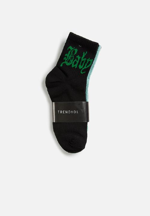 Koton - 3-Pack embroidered socks - black & light blue