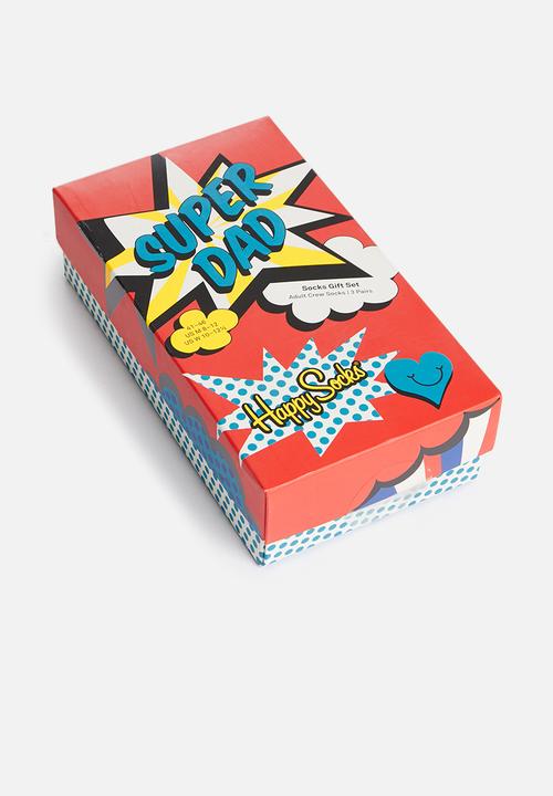 Happy Socks - 3-pack super dad socks gift set - multi