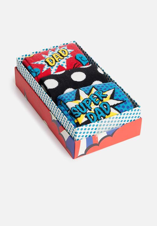 Happy Socks - 3-pack super dad socks gift set - multi