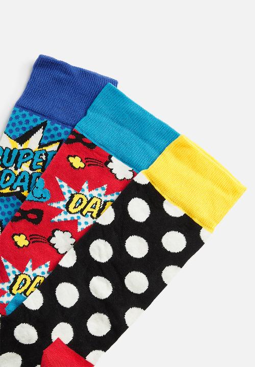 Happy Socks - 3-pack super dad socks gift set - multi