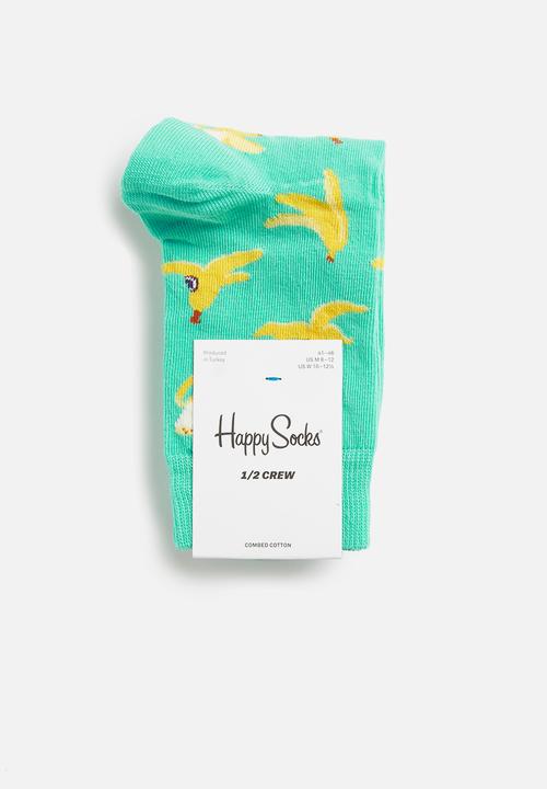 Happy Socks - Banana break 1/2 crew socks - aqua