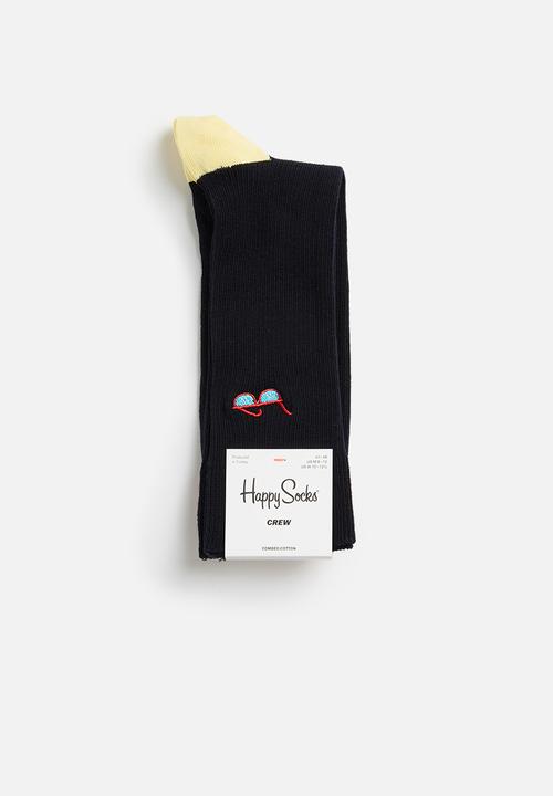 Happy Socks - Ribbed embroidery sunny days socks - black