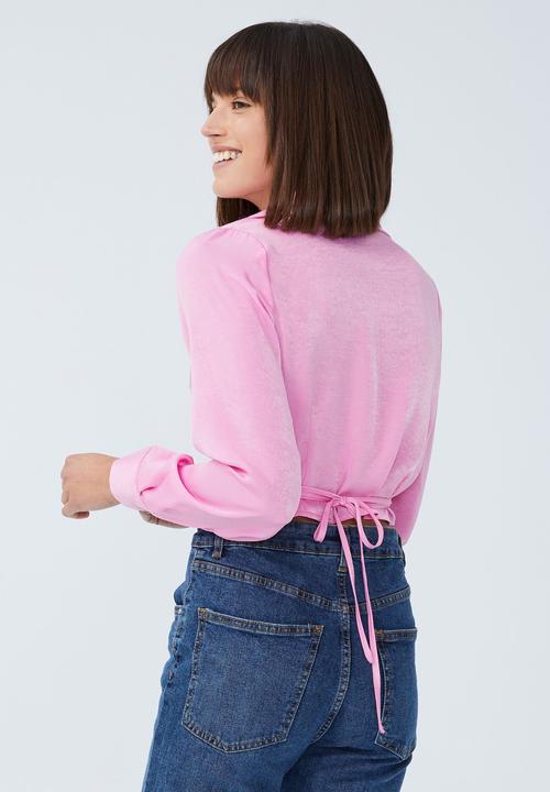 Cotton On - Cropped wrap shirt - joy pink