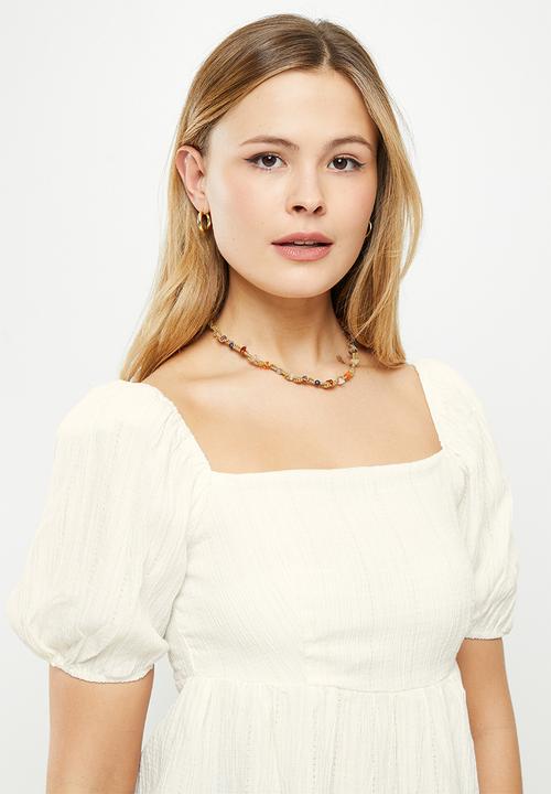 Glamorous - Textured short sleeve blouse - white
