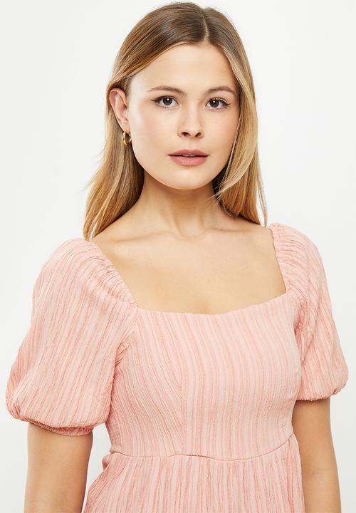 Glamorous - Textured short sleeve blouse - pink