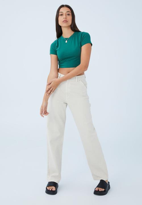 Cotton On - Micro crop tee - scholar green