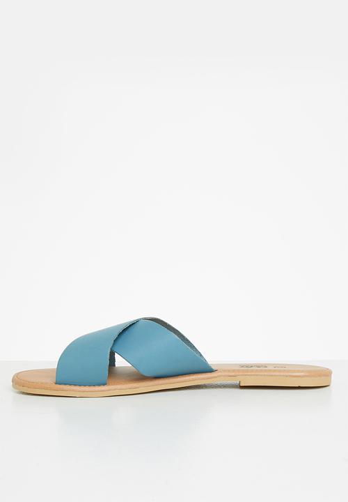 edit - Jenny cross strap leather slide - blue