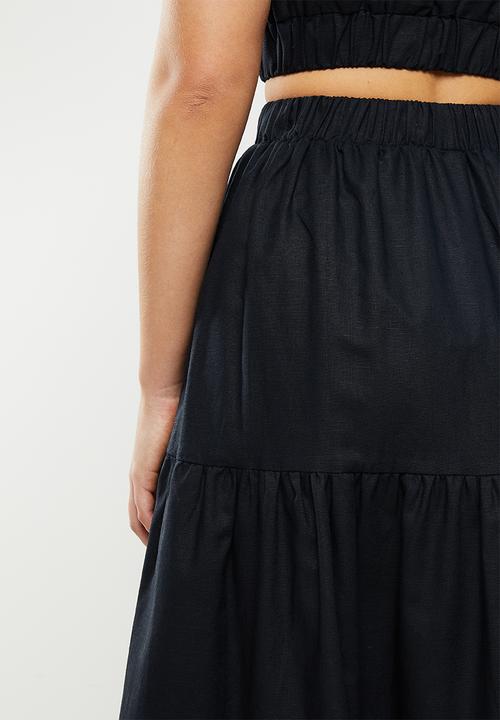 Glamorous - Tiered midi skirt co-ord - black
