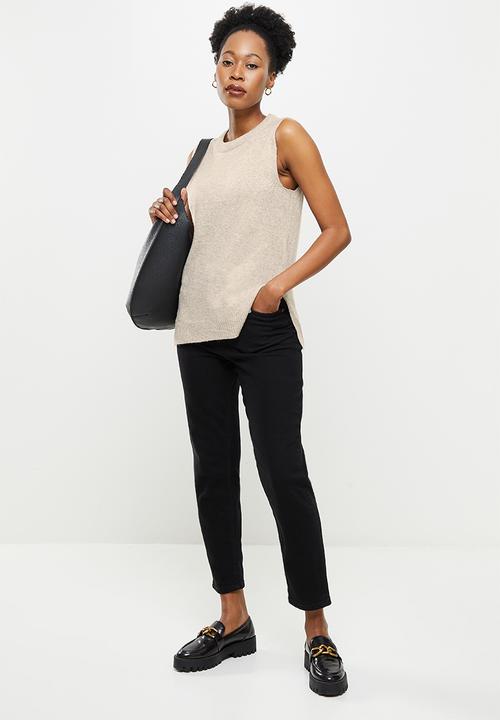 Jacqueline de Yong - Rue vest knit tall - chateau grey melange