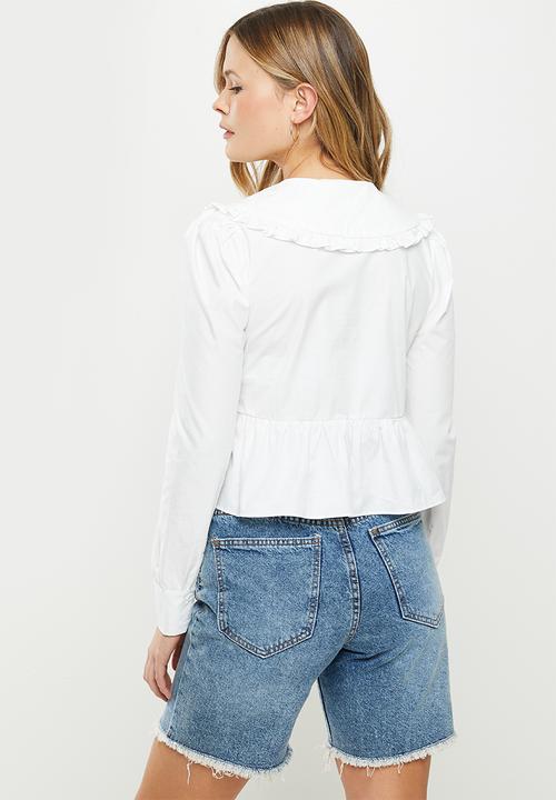 Glamorous - Oversized collar tiered shirt - white