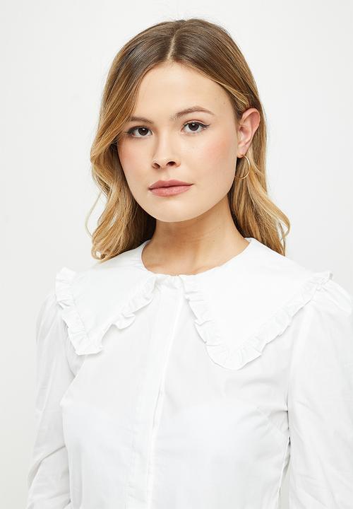 Glamorous - Oversized collar tiered shirt - white