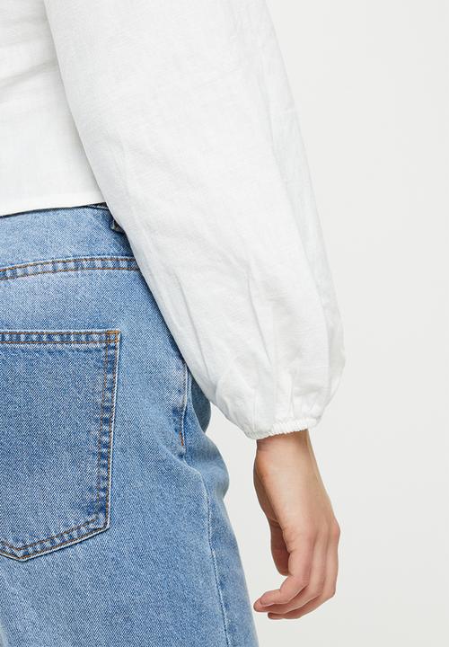Glamorous - Linen button down corset blouse - white