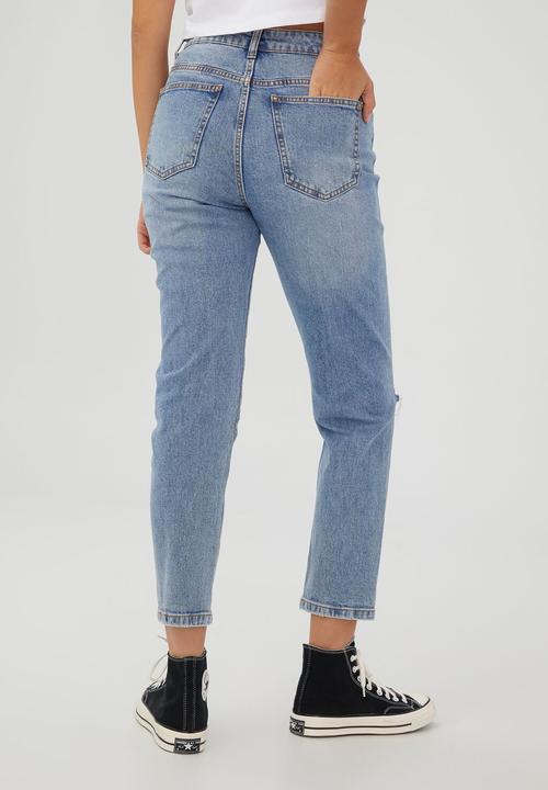 Cotton On - Stretch mom jean - rain blue rip