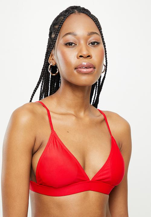 dailyfriday - Highwaisted triangle bikini set - red