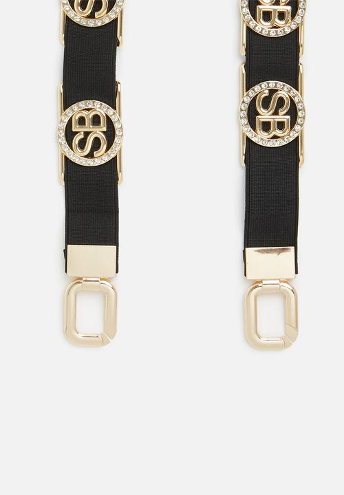 SISSY BOY - Karma: Elasticated bling branded belt - black.