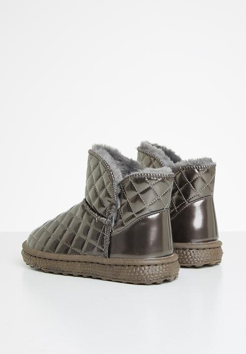 Pop Candy - Girls quilted boot - silver