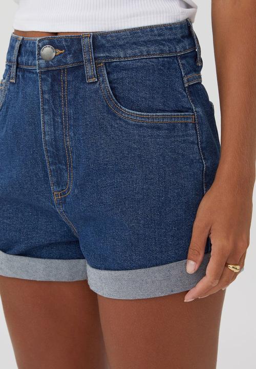 Cotton On - High rise classic stretch denim short - cape blue