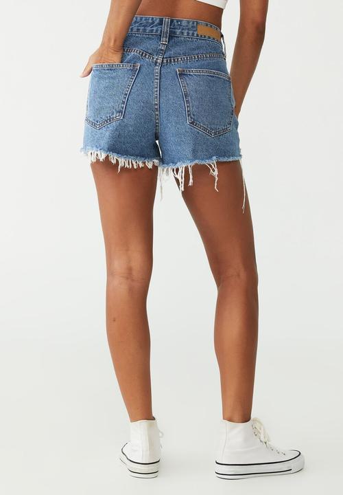 Cotton On - High mom denim short - offshore blue 