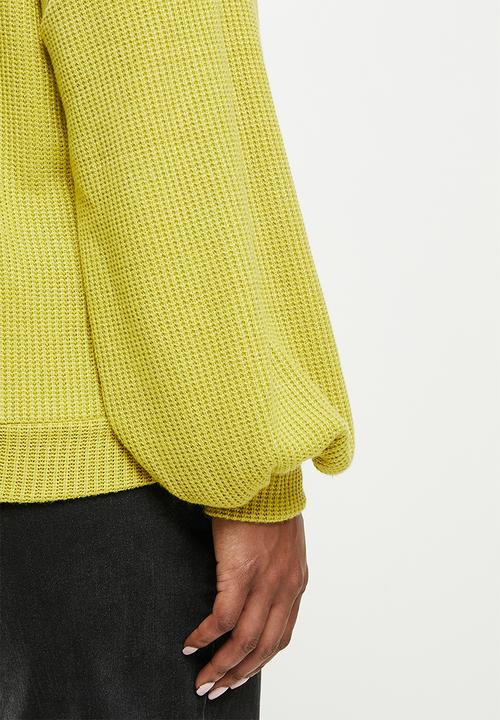 Me&B - Plus waffle jumper - green print