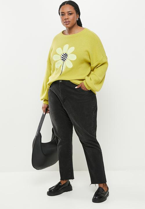 Me&B - Plus waffle jumper - green print