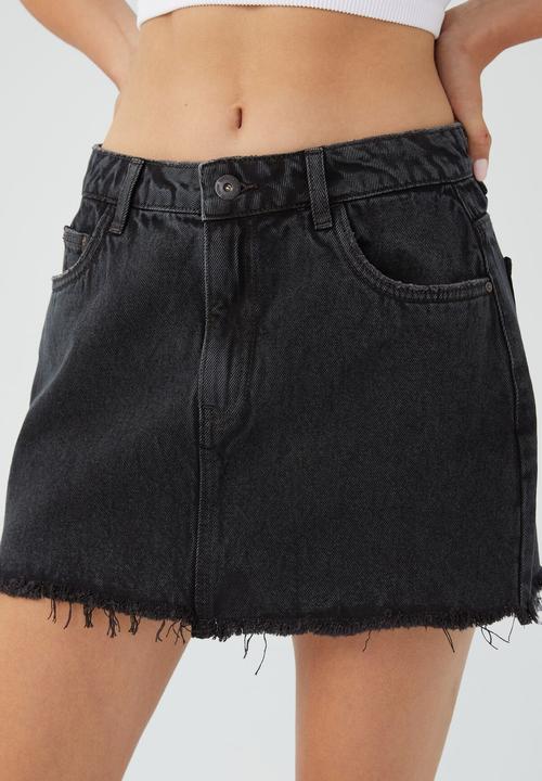 Cotton On - Denim micro mini skirt - graphite black