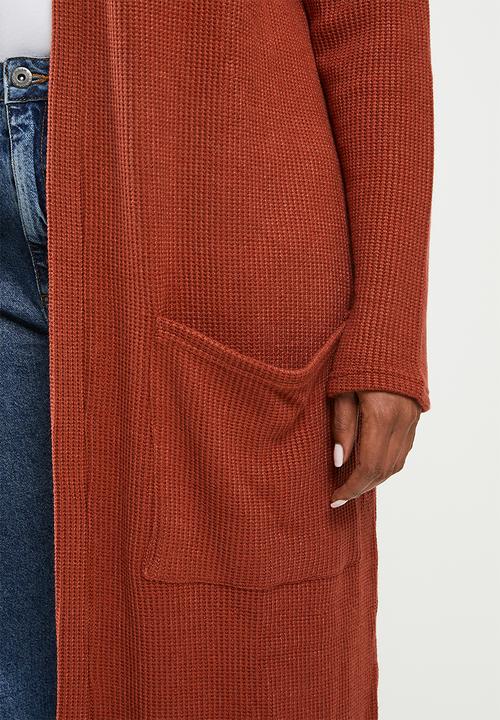 Me&B - Plus waffle cut and sew cardigan - tan