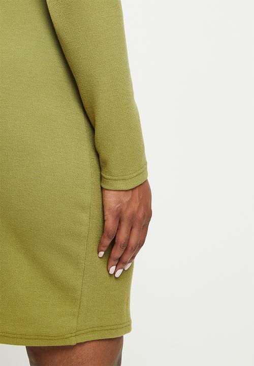 Me&B - Plus fine ribbed dress - sage