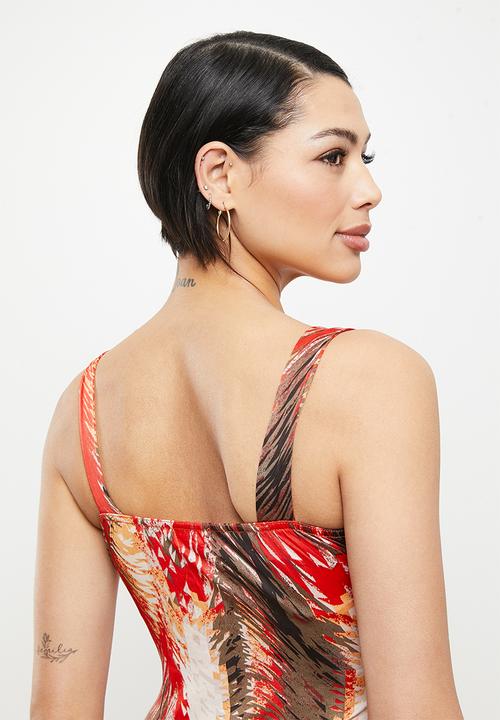 Stella Morgan - Sleeveless maxi printed dress - orange