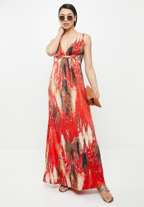 Stella Morgan - Sleeveless maxi printed dress - orange