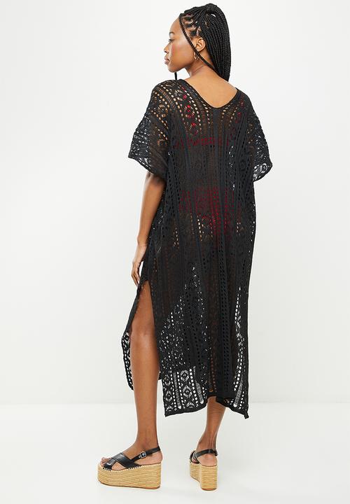 dailyfriday - Side slit midi kaftan - black