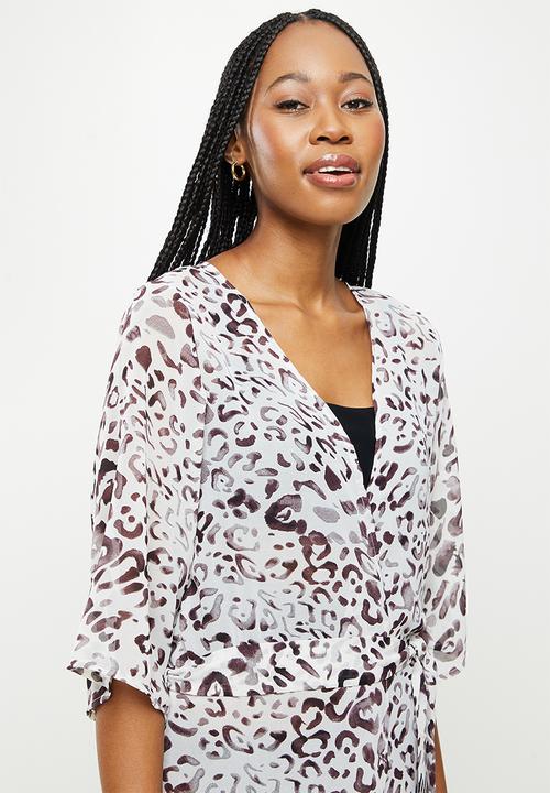 dailyfriday - Short sleeve kaftan - white  based print